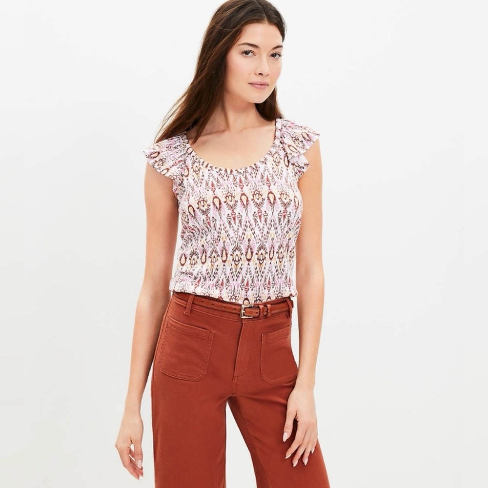 LOFT Ikat Ruffle Tank Top - Picture 2 of 4